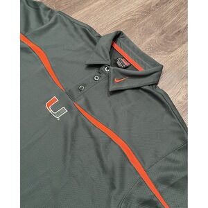Nike Team University of Miami Hurricanes Polo Shirt Men's Large Green Dri-Fit